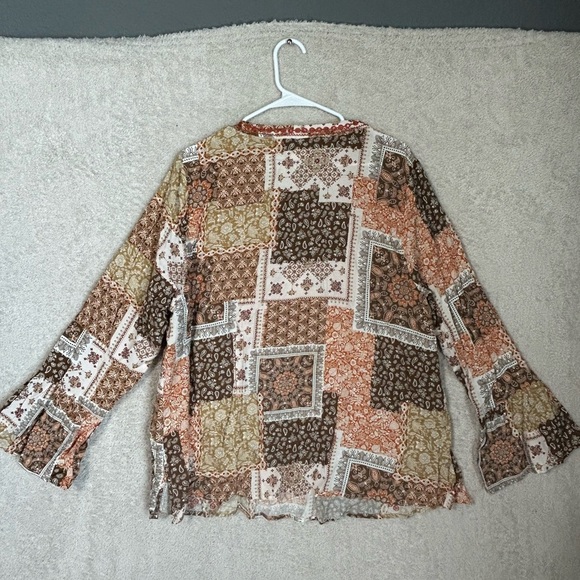 Savanna Jane Top Womens 2X Embroidered Aztec Artsy Art to Wear Boho Western - Picture 3 of 7